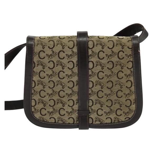 CELINE C Sulky Shoulder Bag Canvas Brown Gold - Picture 3 of 13